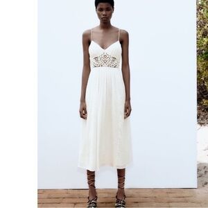 Zara combination crochet, cotton spring summer sundress, size Medium